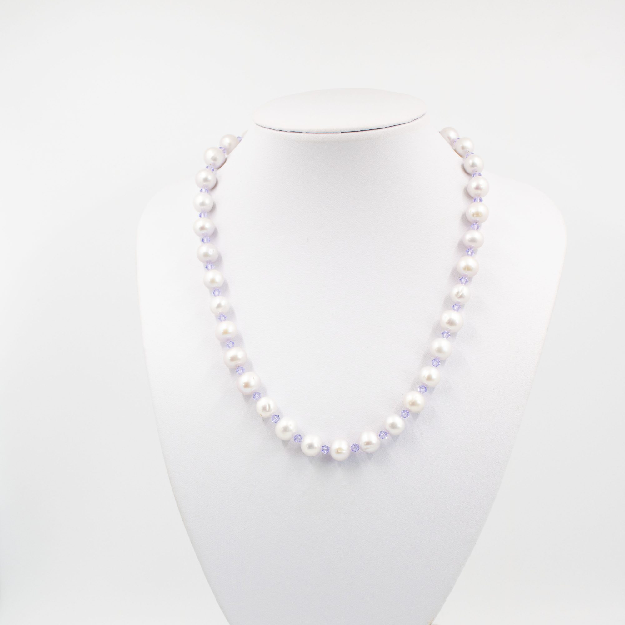 Lilac Coloured Freshwater Pearl and Crystal Necklace | Becky's Beads Freshwater Pearl and Swarovski