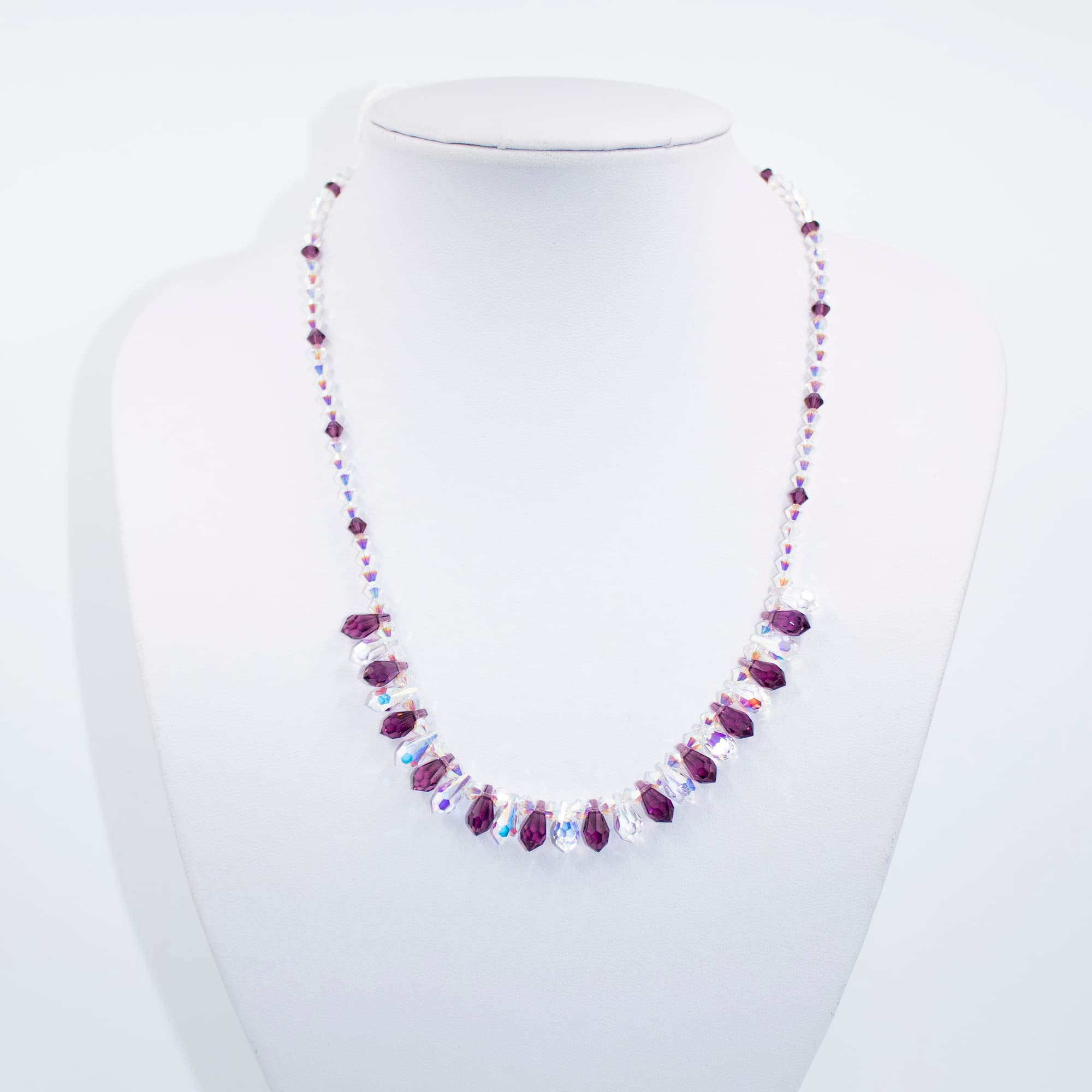 Amethyst Teardrop Crystal Necklace | Becky's Beads Swarovski Purple Teardrop Necklace