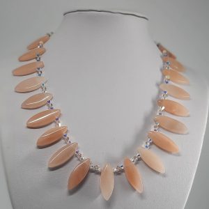 Peach Aventurine and Crystal Necklace