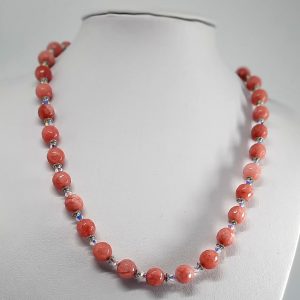 Rose Pink Jade and Crystal Necklace