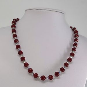 Red Glass and Crystal Necklace