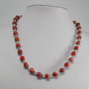 Red Variscite and Crystal Necklaces 8mm