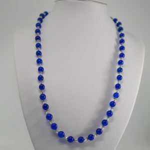 Royal Blue Jade and Crystal Necklace