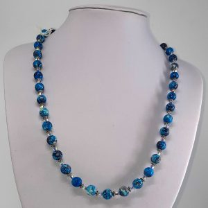 Light Blue Flower Jasper Necklace - Longer
