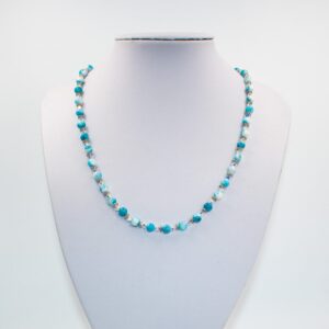 Blue/White Jade and Crystal Necklace