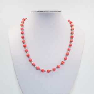 Pink Striped Agate and Crystal Necklace