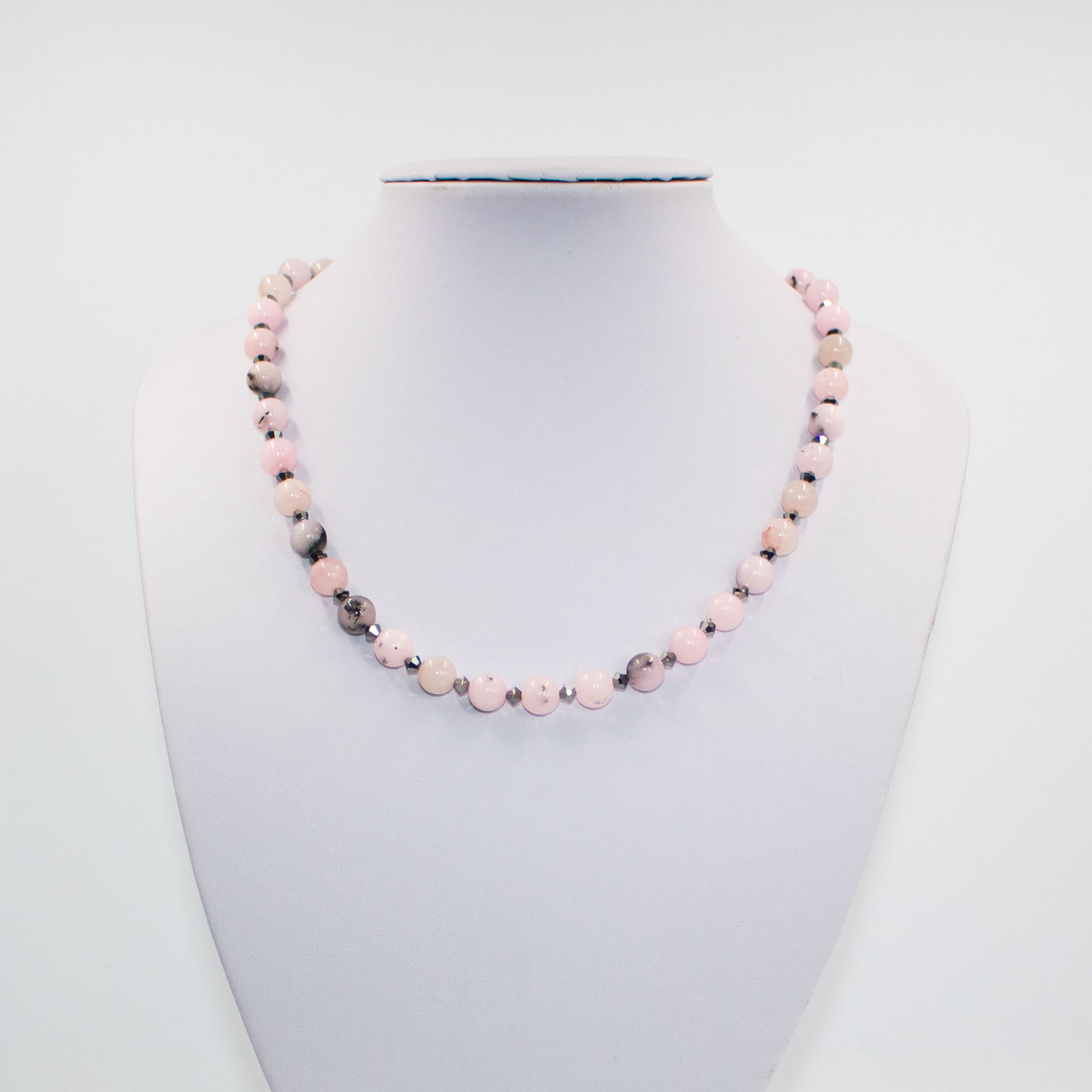 1027 8mm Cherry Blossom Jasper and Crystal Necklace 1027 8mm Cherry Blossom Jasper and Crystal Necklace
