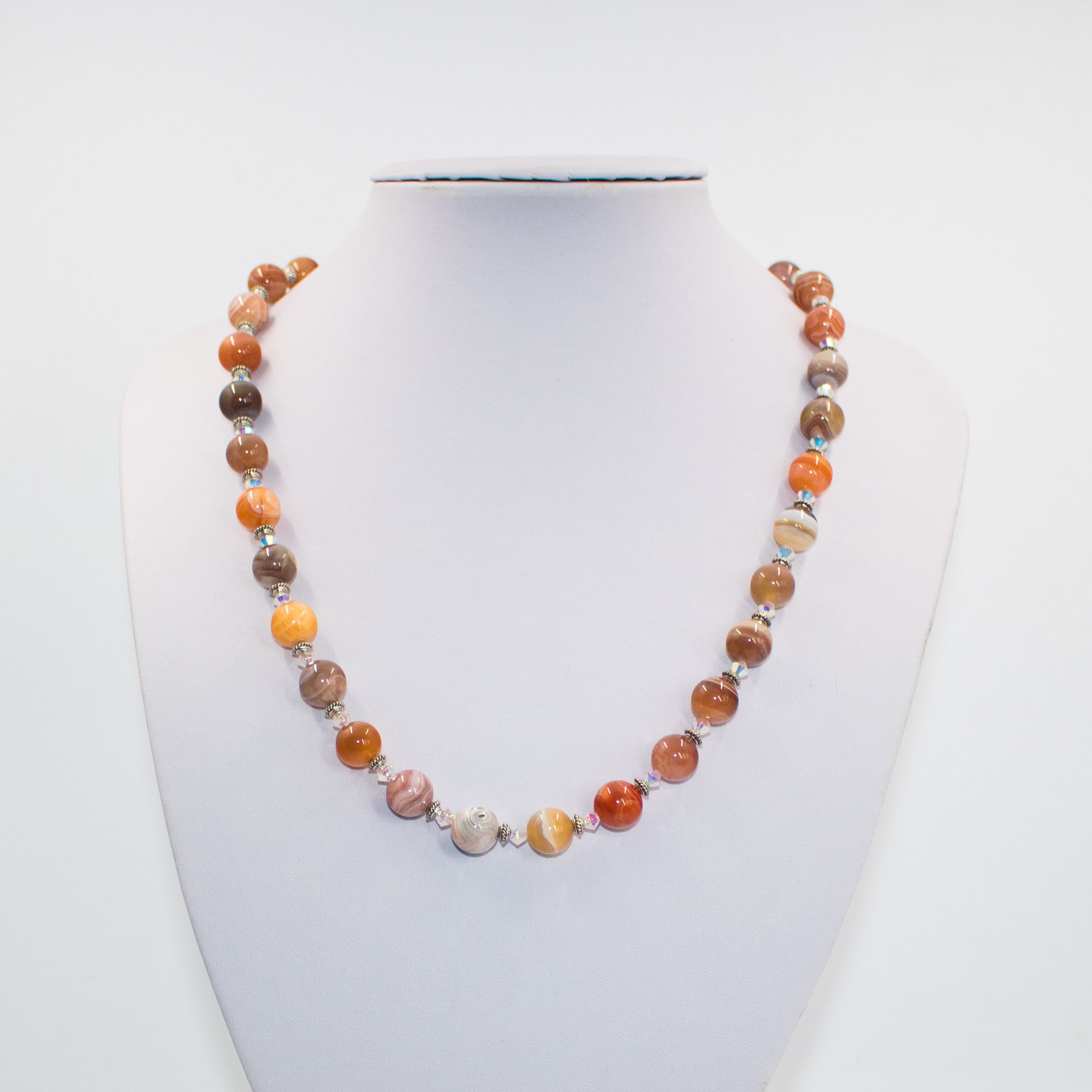 1034 10mm Botswana Agate and Preciosa Crystal 1034 10mm Botswana Agate and Preciosa Crystal