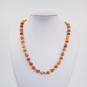 Red Botswana Agate and Crystal Necklace