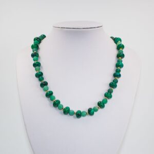 Green Chrysocolla and Cracked Agate with Gold Plated Spacers Necklace