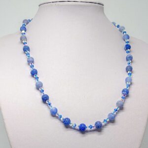 Blue Crackled Agate and Crystal Necklace