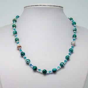 Faceted Green Agate and Crystal Necklace