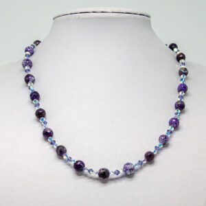 Faceted Purple Agate and Crystal Necklace