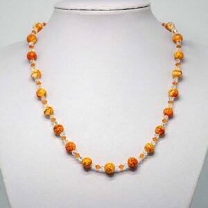 Orange Faceted Agate and Crystal Necklace