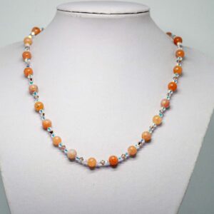 Peach Calcite and Crystal Necklace