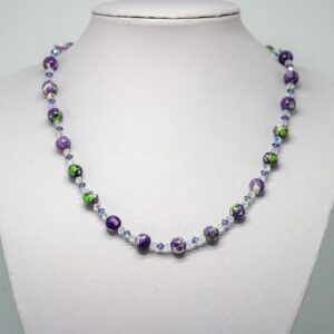 Lilac Rainflower Stone and Crystal Necklace