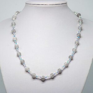 Crackled Grey Agate and Crystal Necklace
