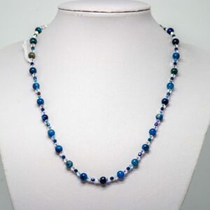Blue Agate and Crystal Necklace