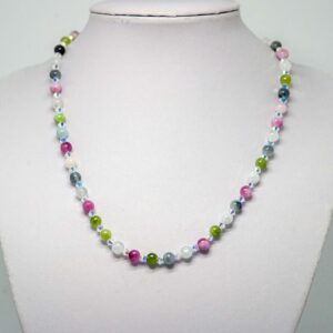 Multi-coloured Malay Jade and Crystal Necklace