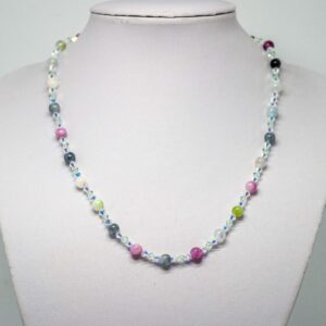 Multi-coloured Malay Jade and Crystal Necklace