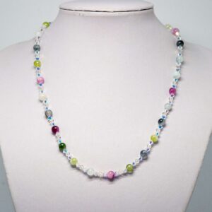 Watermelon Jade and Crystal Necklace