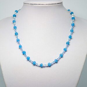 Sky Blue Malay Jade and Crystal Necklace