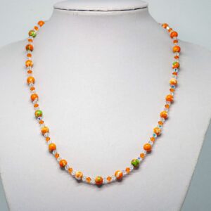 Orange Rainflowerstone and Crystal Necklace