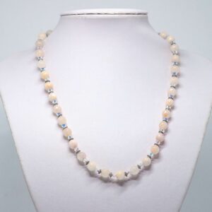 Faceted Pink Watermelon Jade and Crystal Necklace