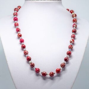 Red Variscite and Crystal Necklace
