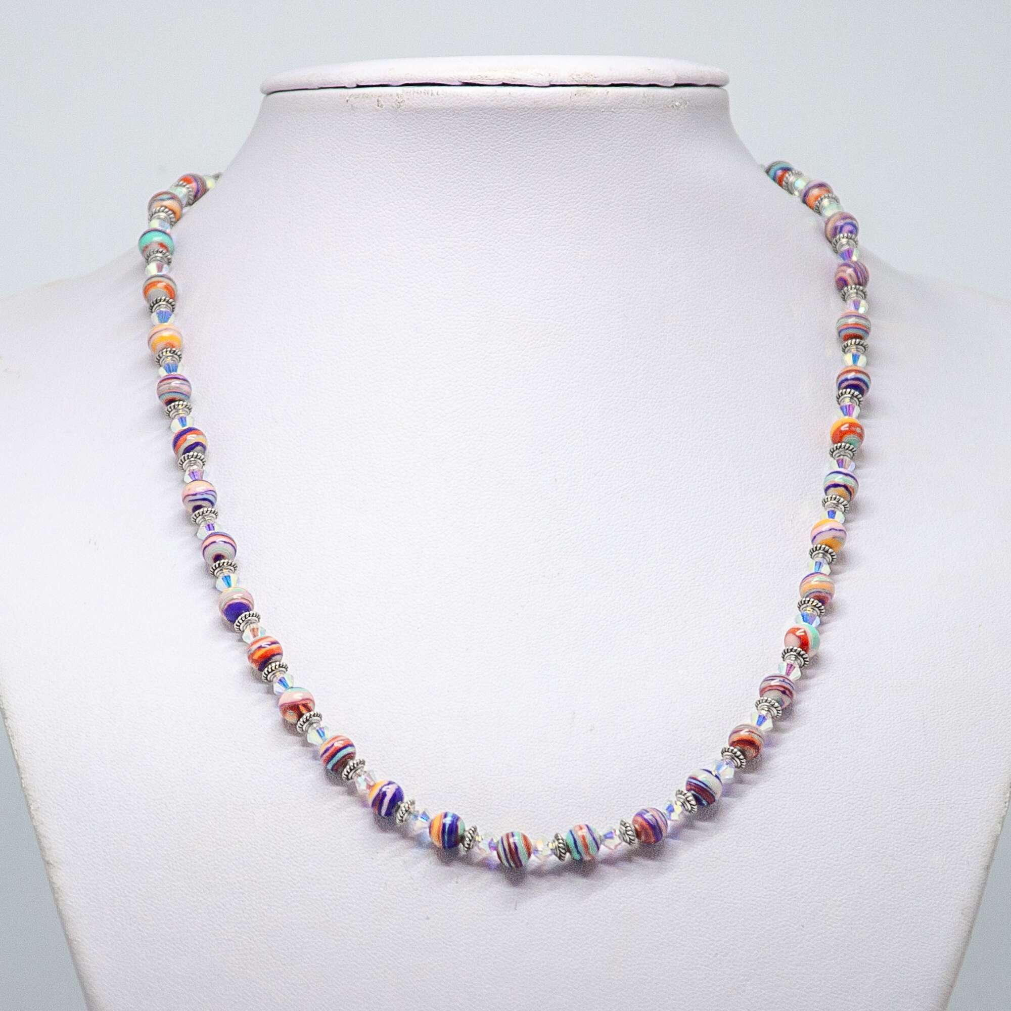 "Sandy Peach" Rainflower Stone and Crystal Necklace | Becky's Beads "Sandy Peach" Rainflower Stone and Crystal Necklace