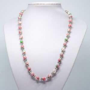 Light Pink Rainflower Stone and Crystal Necklace