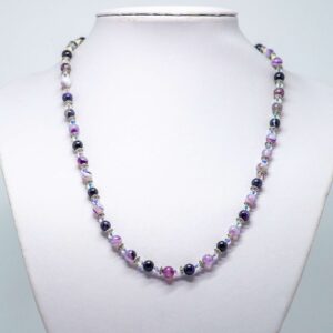 Purple Banded Agate and Crystal Necklace