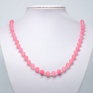Rose Jade and Crystal Necklace