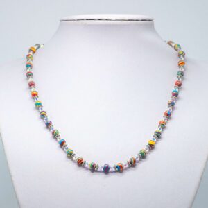 Red banded Rainflower Stone and Crystal Necklace