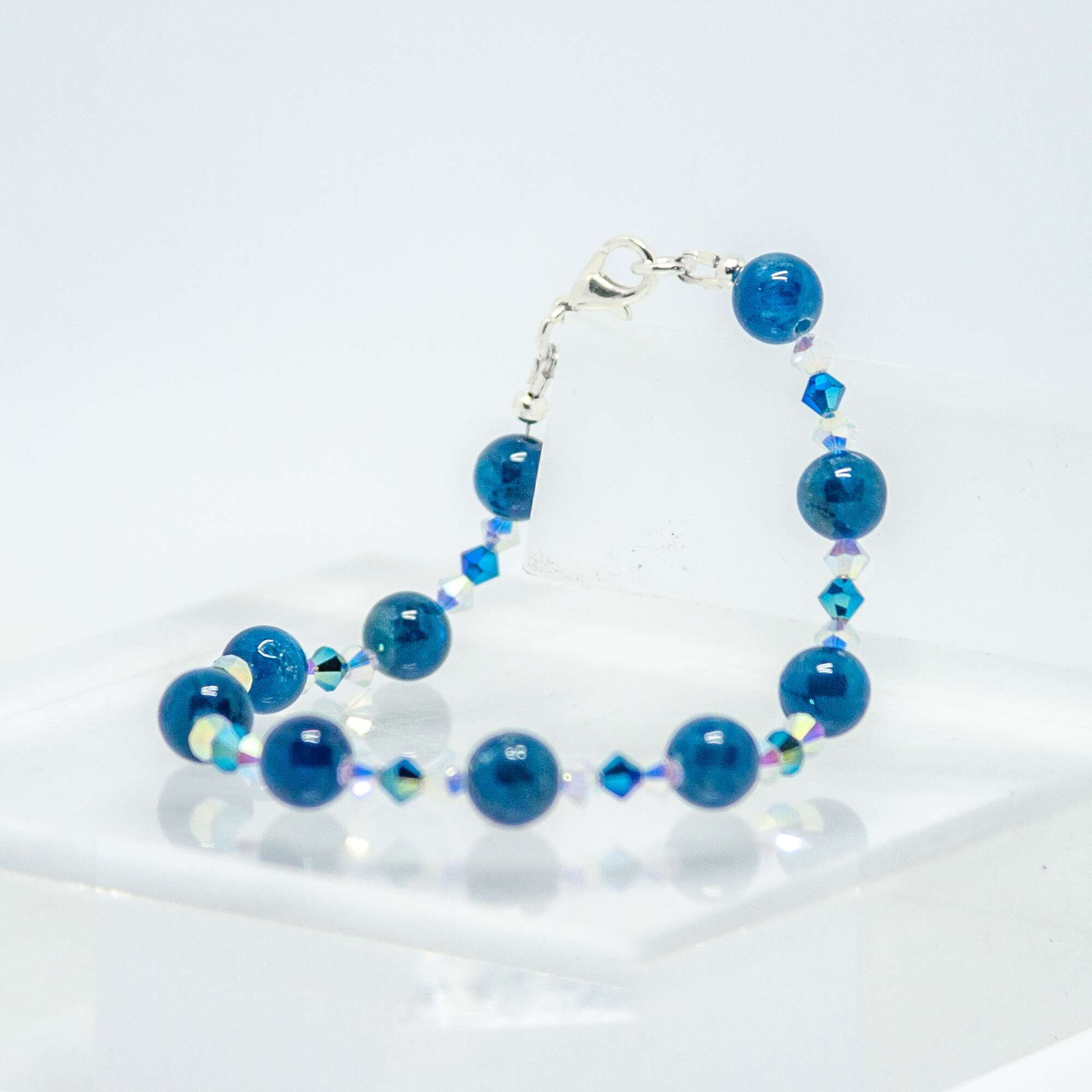 Blue Apatite and Crystal Bracelet | Becky's Beads Blue Apatite and Crystal Bracelet