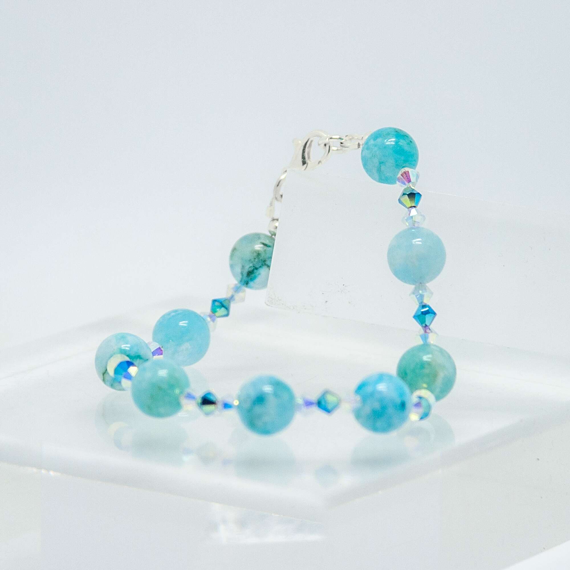 Blue Hemimorphite and Crystal Bracelet | Becky's Beads Blue Hemimorphite and Crystal Bracelet