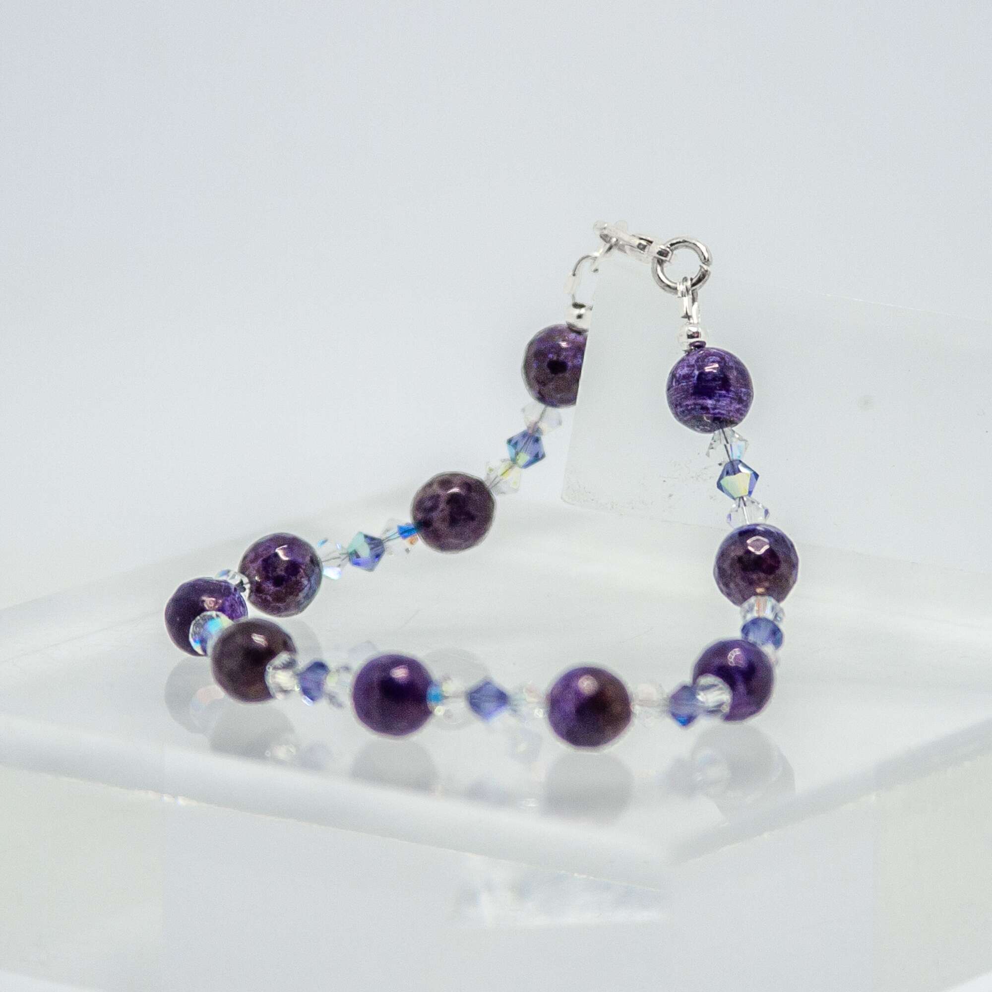 Faceted Purple Agate and Crystal Bracelet | Becky's Beads Faceted Purple Agate and Crystal Bracelet
