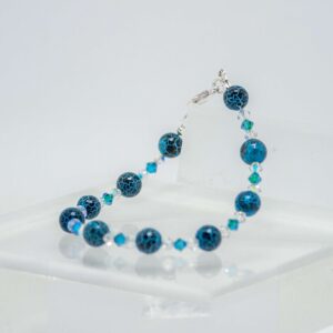 Crackled Blue Agate and Crystal Bracelet