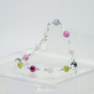Multi Coloured Malay Jade and Crystal Bracelet
