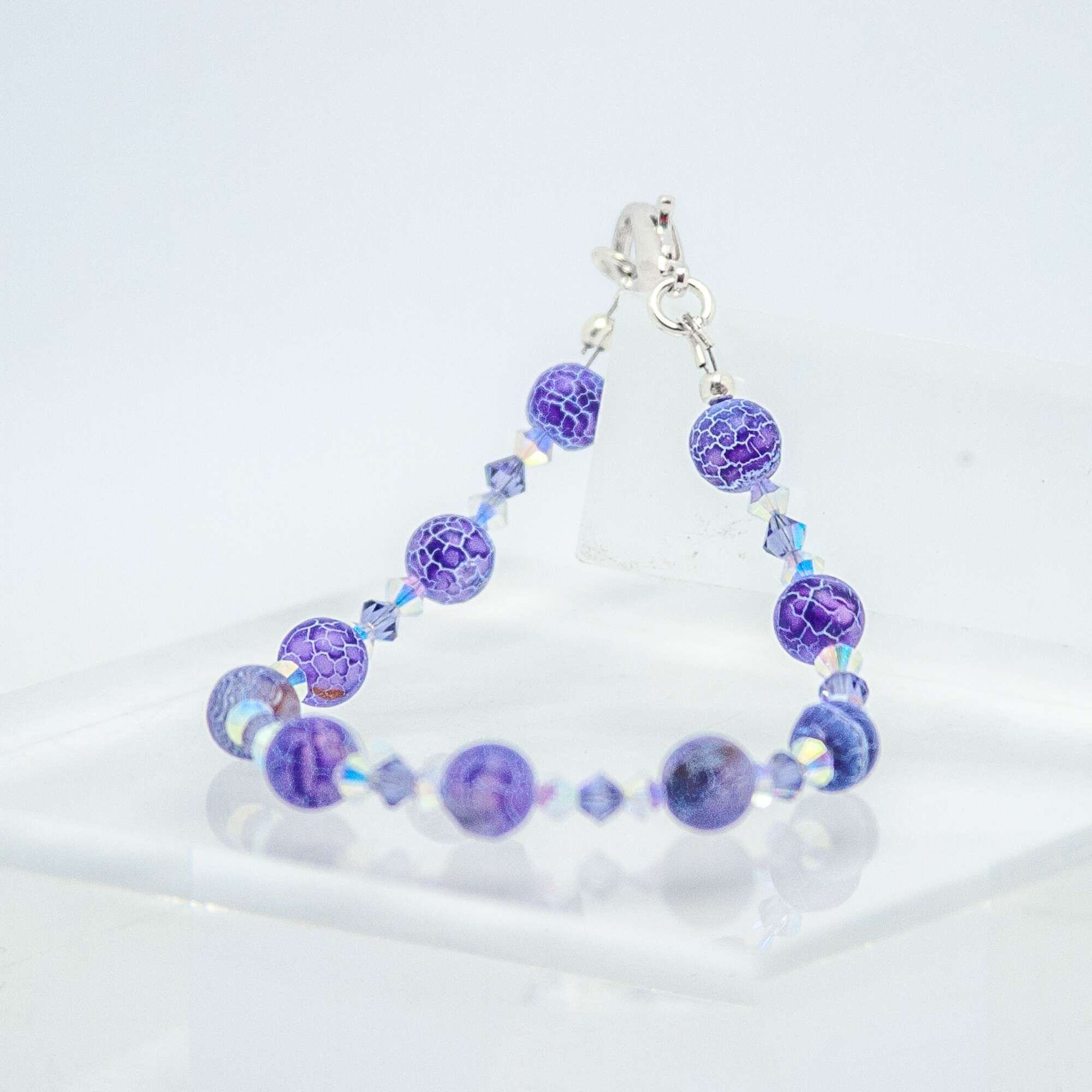 Purple Crackled Agate and Crystal Bracelet | Becky's Beads Purple Crackled Agate and Crystal Bracelet
