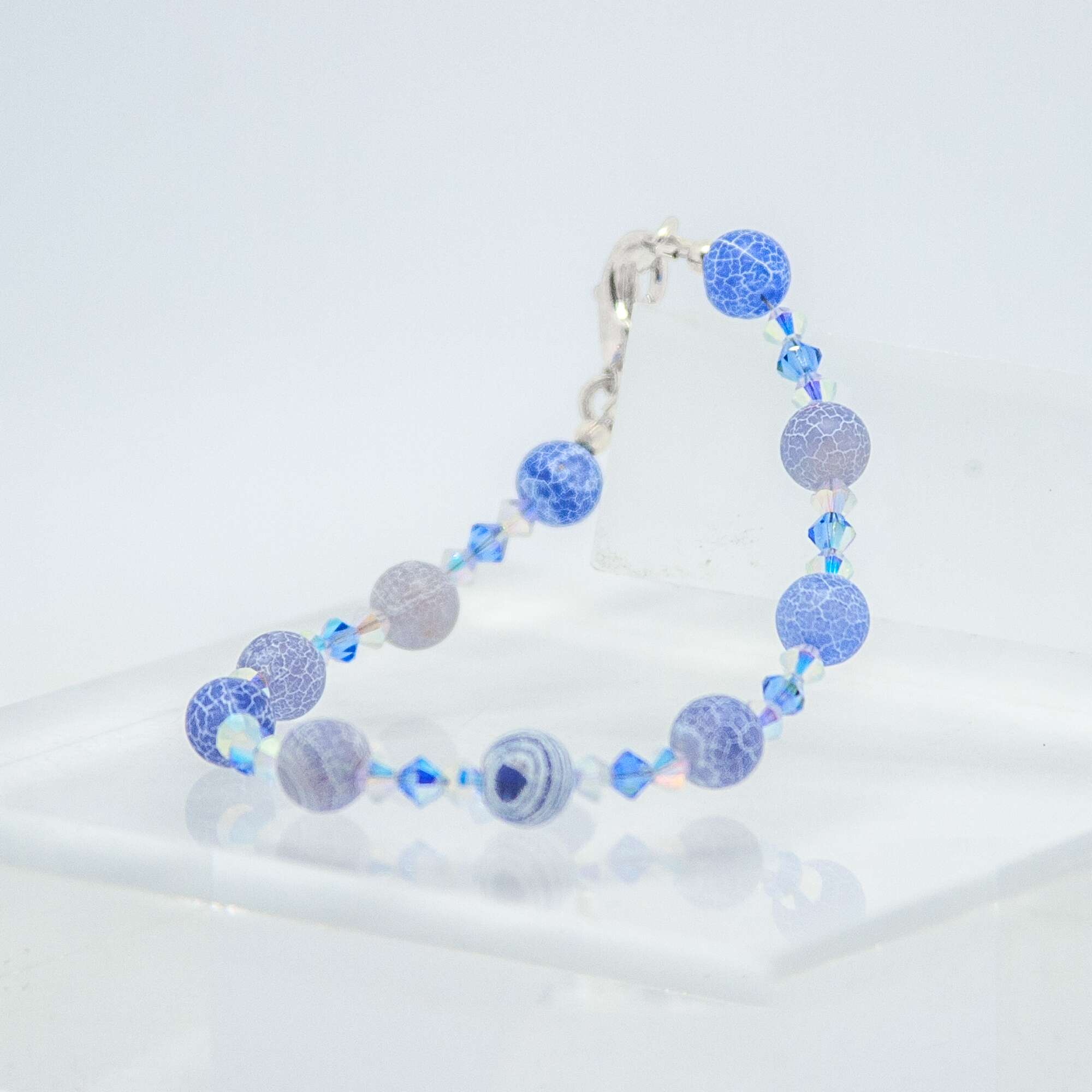 Lilac Crackled Agate and Crystal Bracelet | Becky's Beads Lilac Crackled Agate and Crystal Bracelet