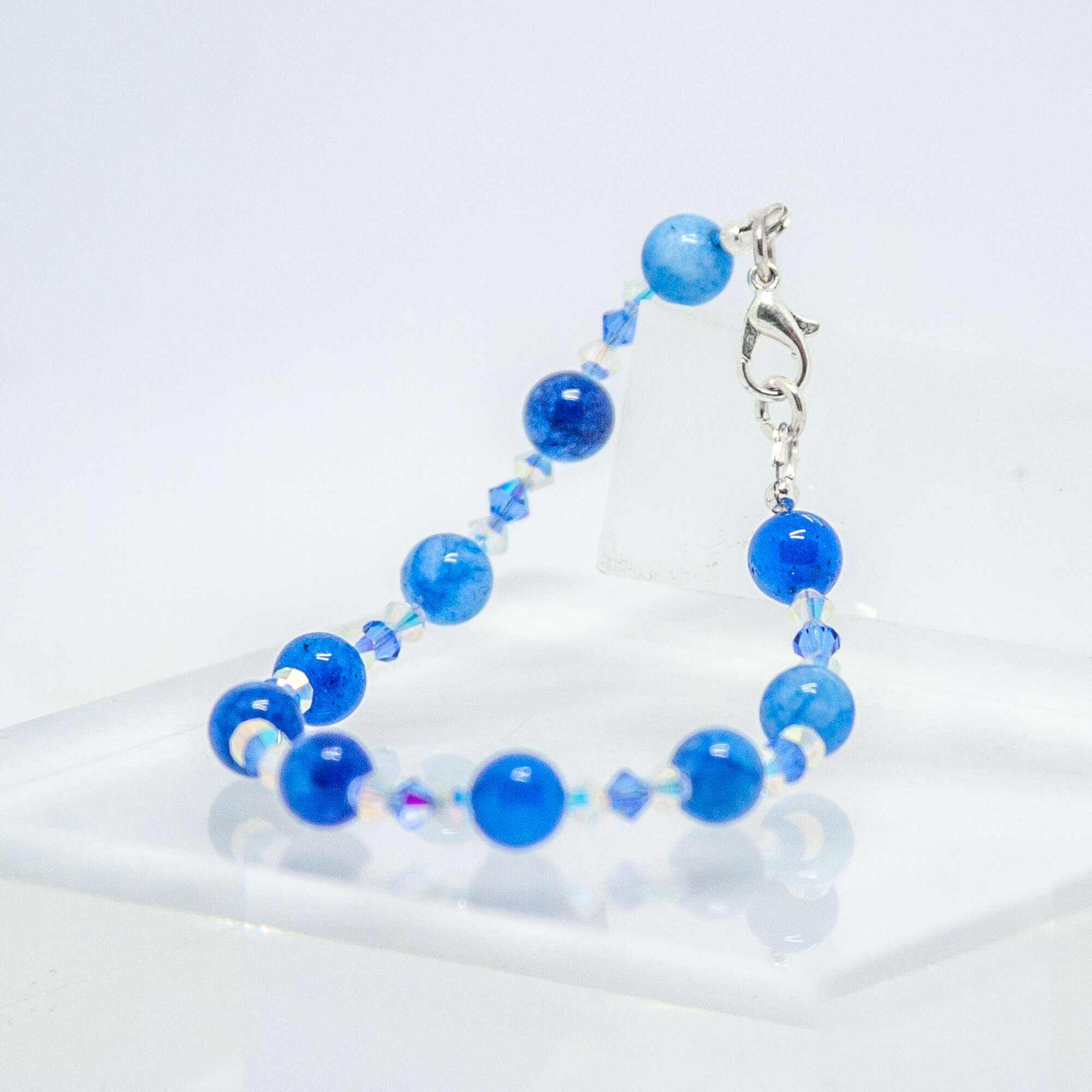 Blue Jade and Crystal Bracelet | Becky's Beads Blue Jade and Crystal Bracelet