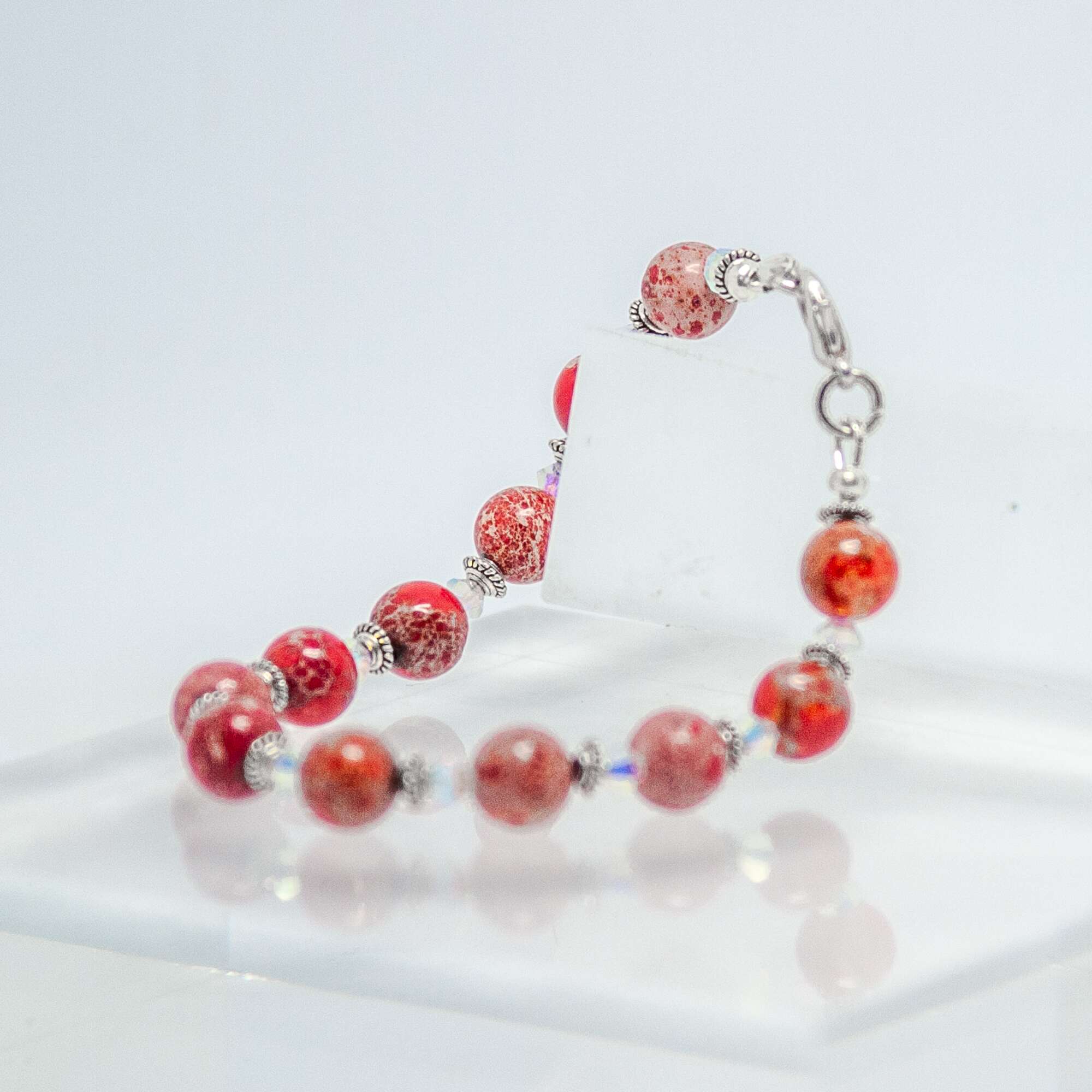 Red Variscite and Crystal Bracelet | Becky's Beads Red Variscite and Crystal Bracelet