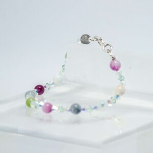 Multi Coloured Malay Jade and Crystal Bracelet