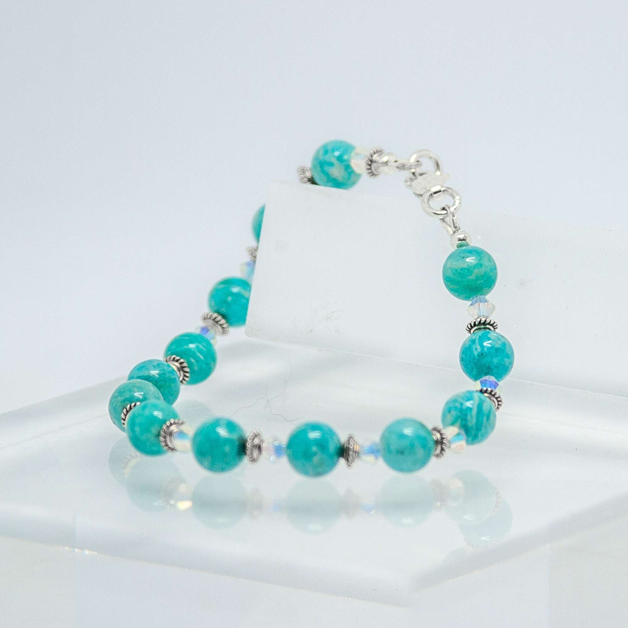 African Amazonite and Crystal Bracelet | Becky's Beads African Amazonite and Crystal Bracelet