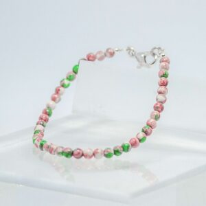 Pink, White and Green Rainflower Stone Bracelet